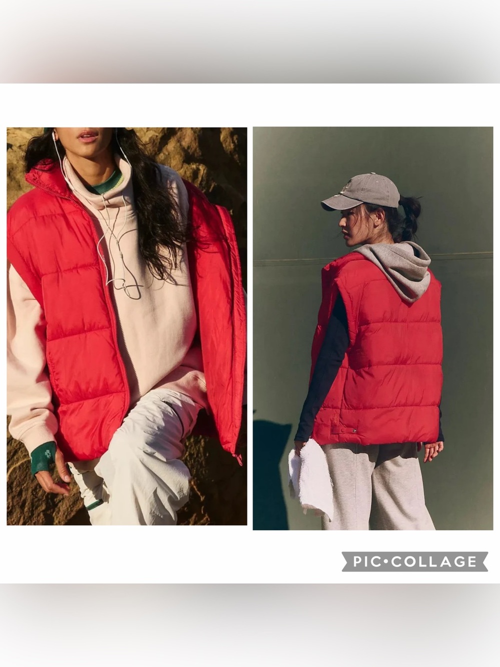 NWT new XL free people in a bubble puffer vest jacket cranberry red quilted